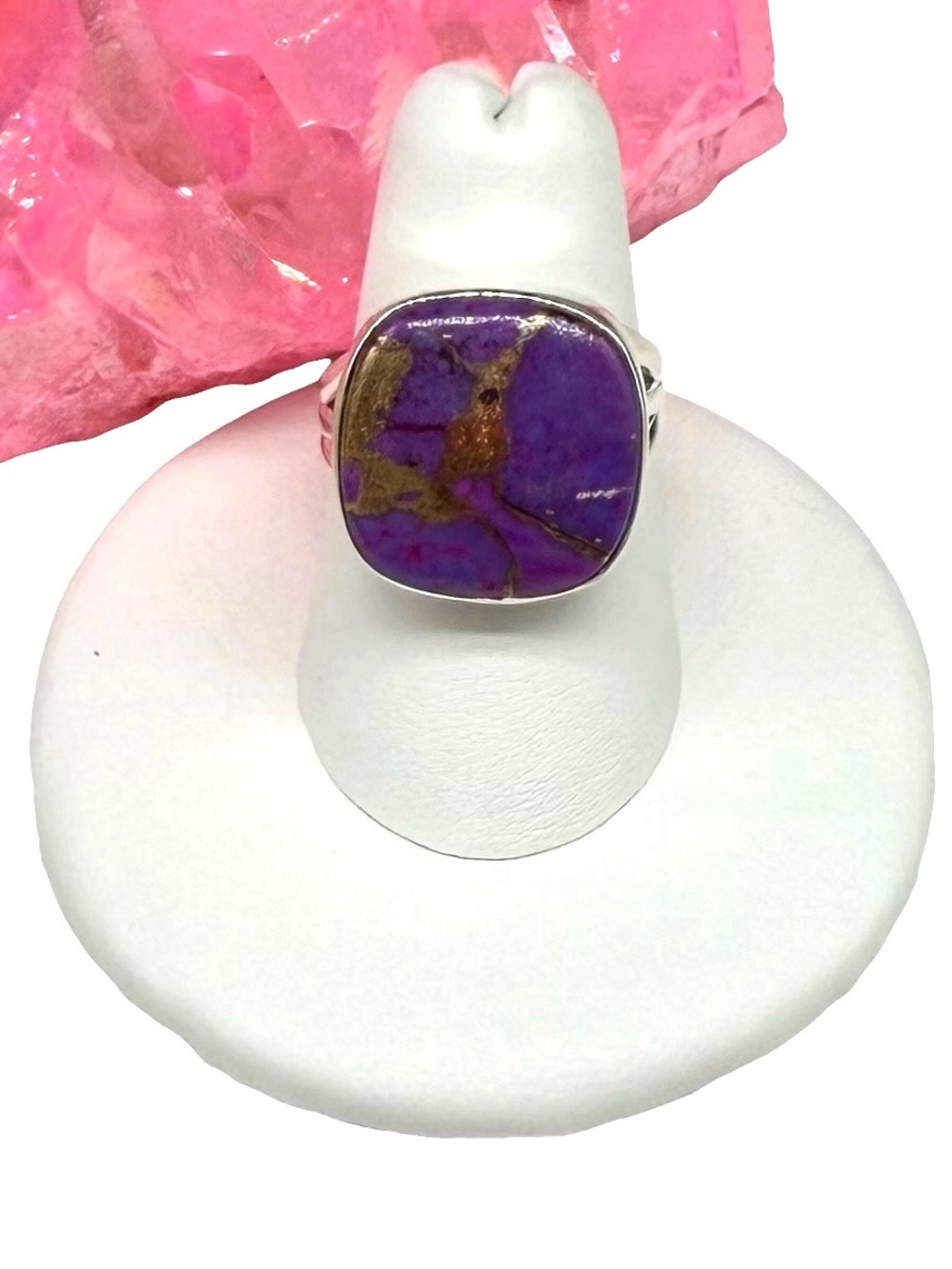 Kingman Purple Copper Turquoise Ring Size 7 Solid 925 Sterling Silver